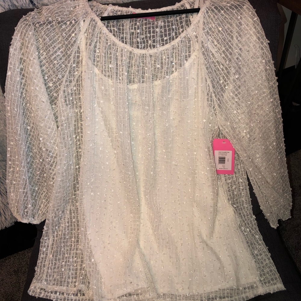 Isaac Mizrahi Winter white balloon sleeve blouse